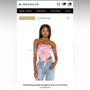 Superdown Strapless Top - Pink and White